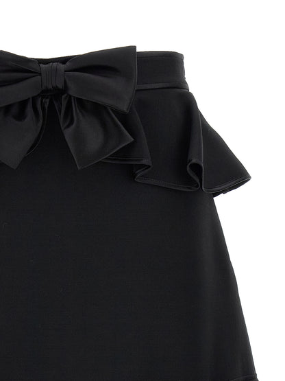 Valentino Garavani Black Virgin Wool Long Skirt