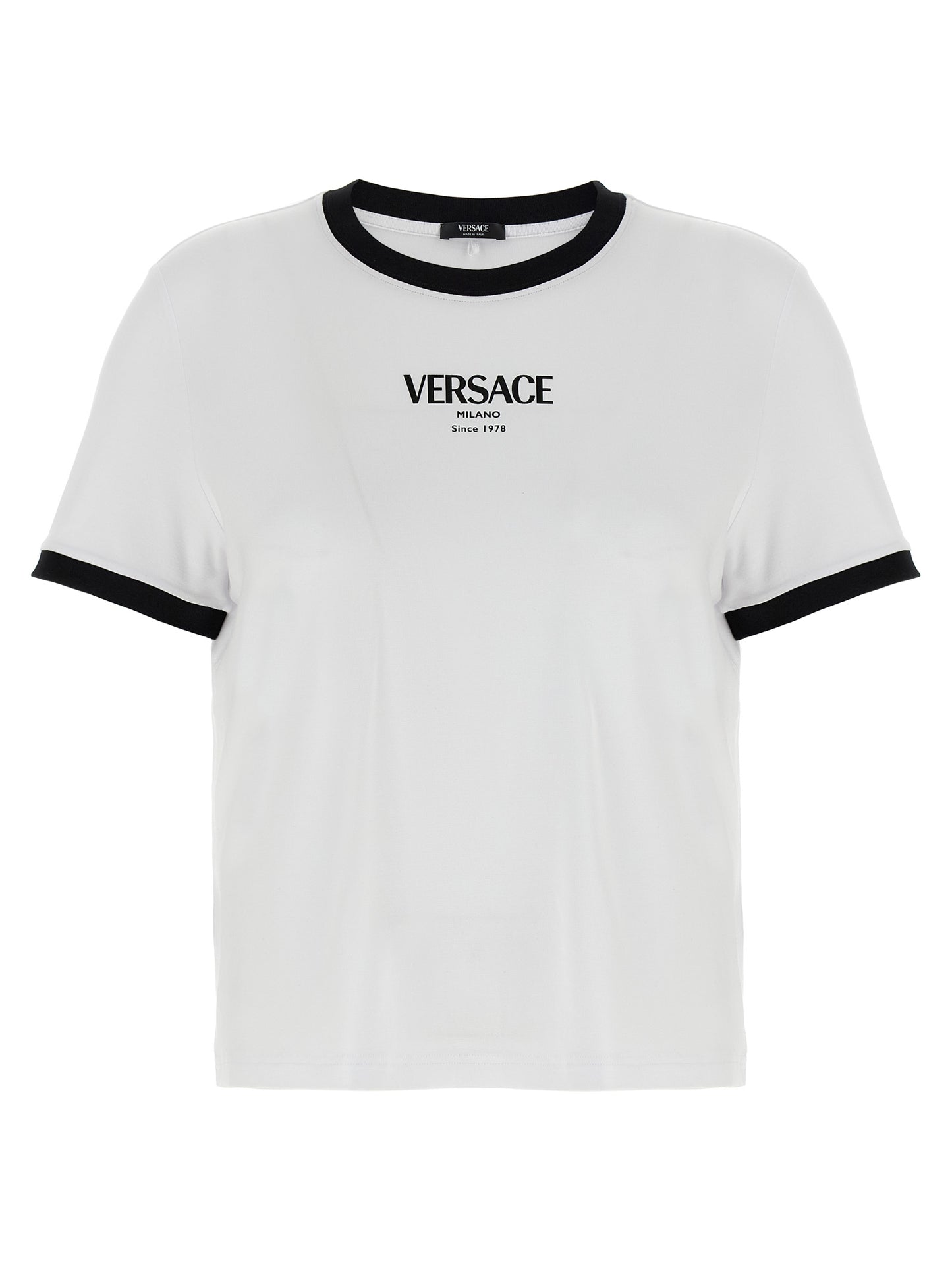 Versace Bicolor Viscose Stretch Jersey T-Shirt - White/Black