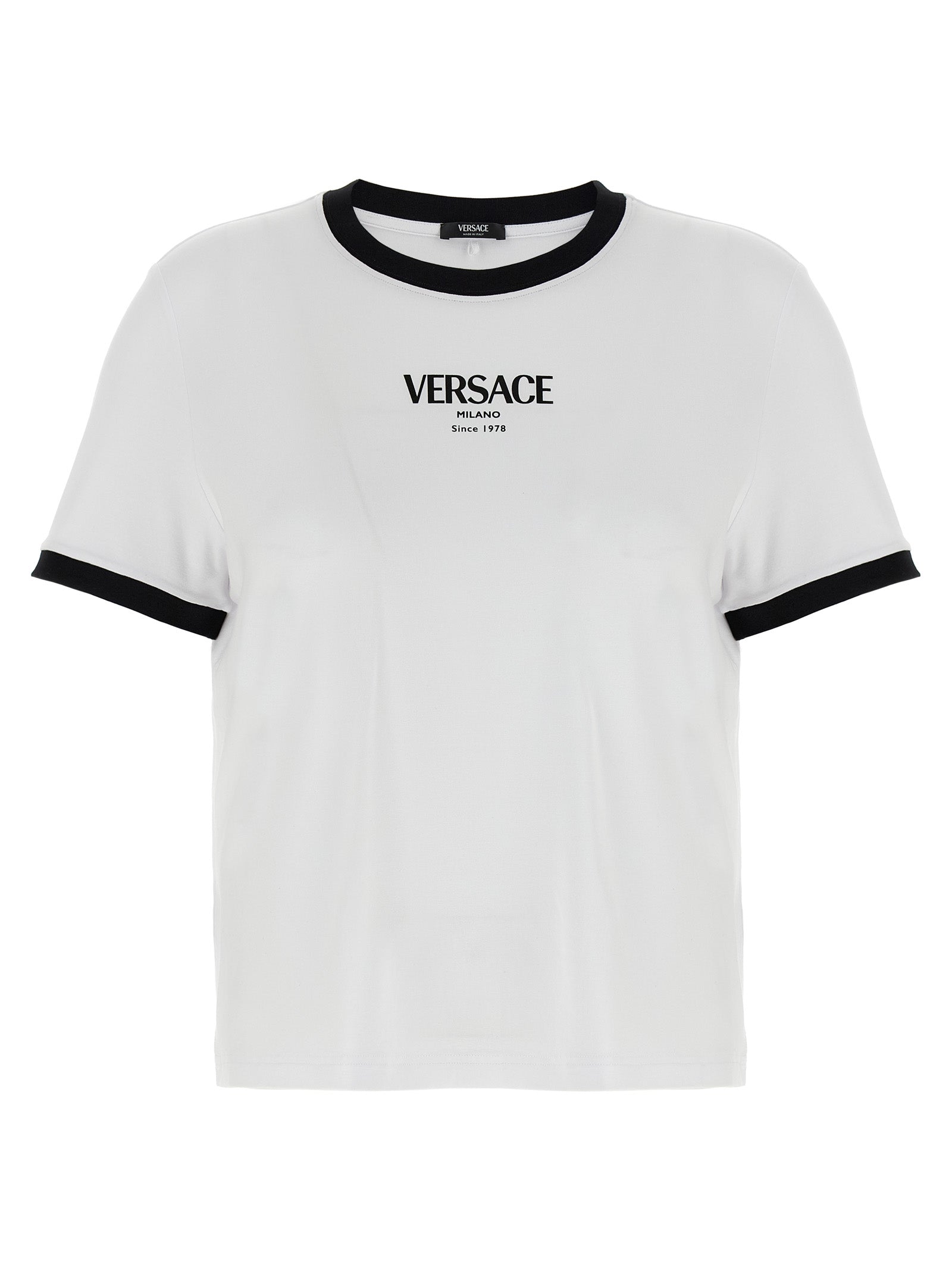 Versace Bicolor Viscose Stretch Jersey T-Shirt - White/Black