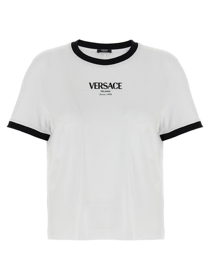 Versace Bicolor Viscose Stretch Jersey T-Shirt - White/Black