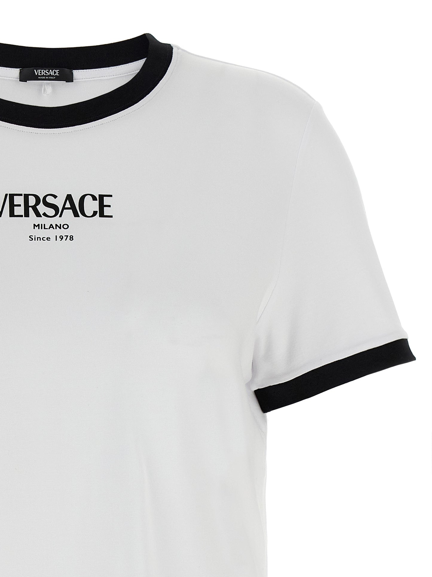 Versace Bicolor Viscose Stretch Jersey T-Shirt - White/Black