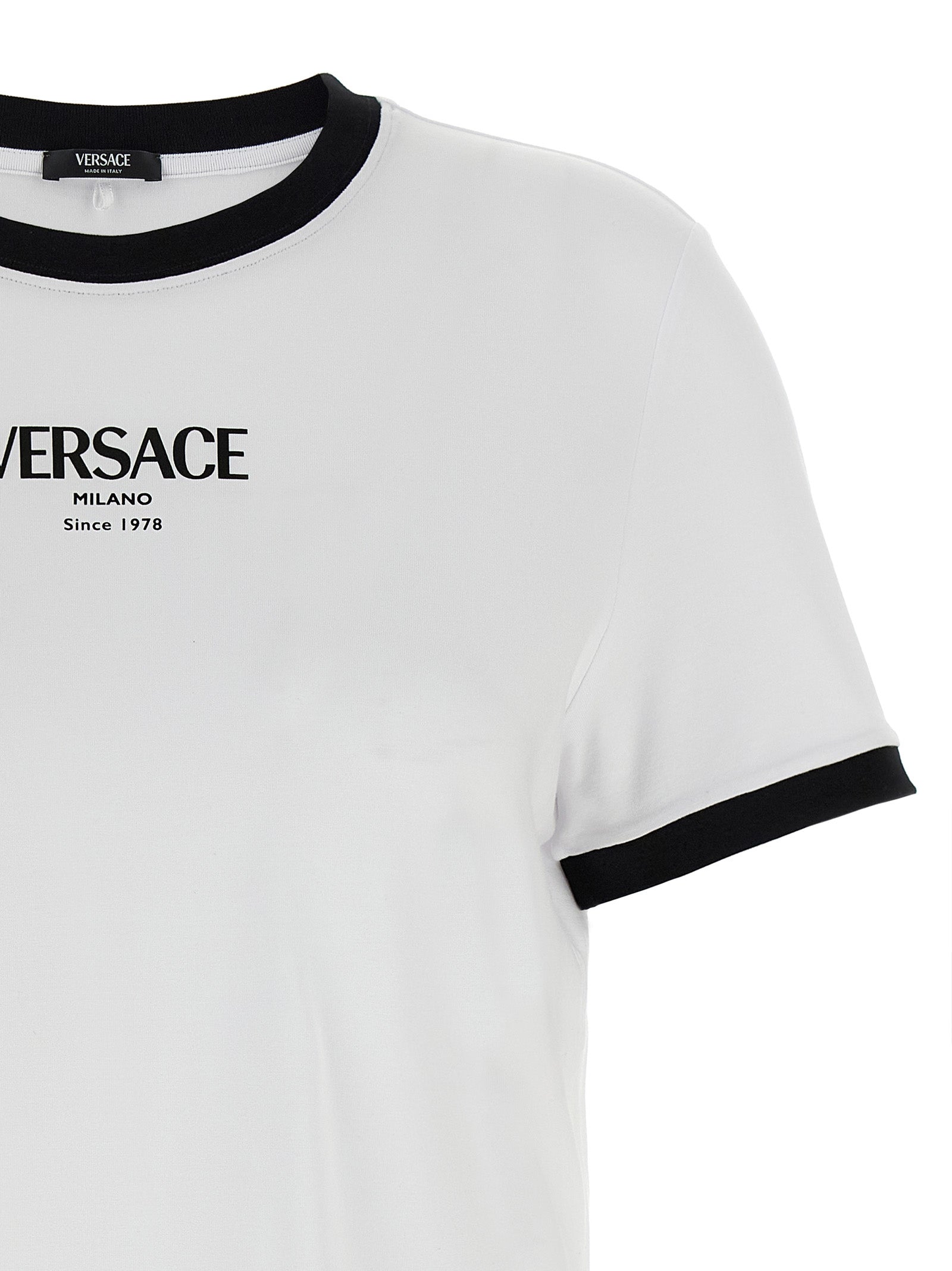 Versace Bicolor Viscose Stretch Jersey T-Shirt - White/Black