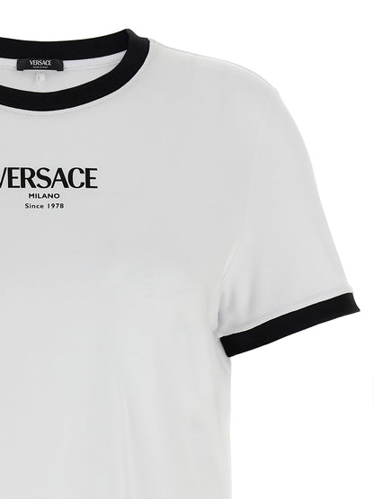 Versace Bicolor Viscose Stretch Jersey T-Shirt - White/Black
