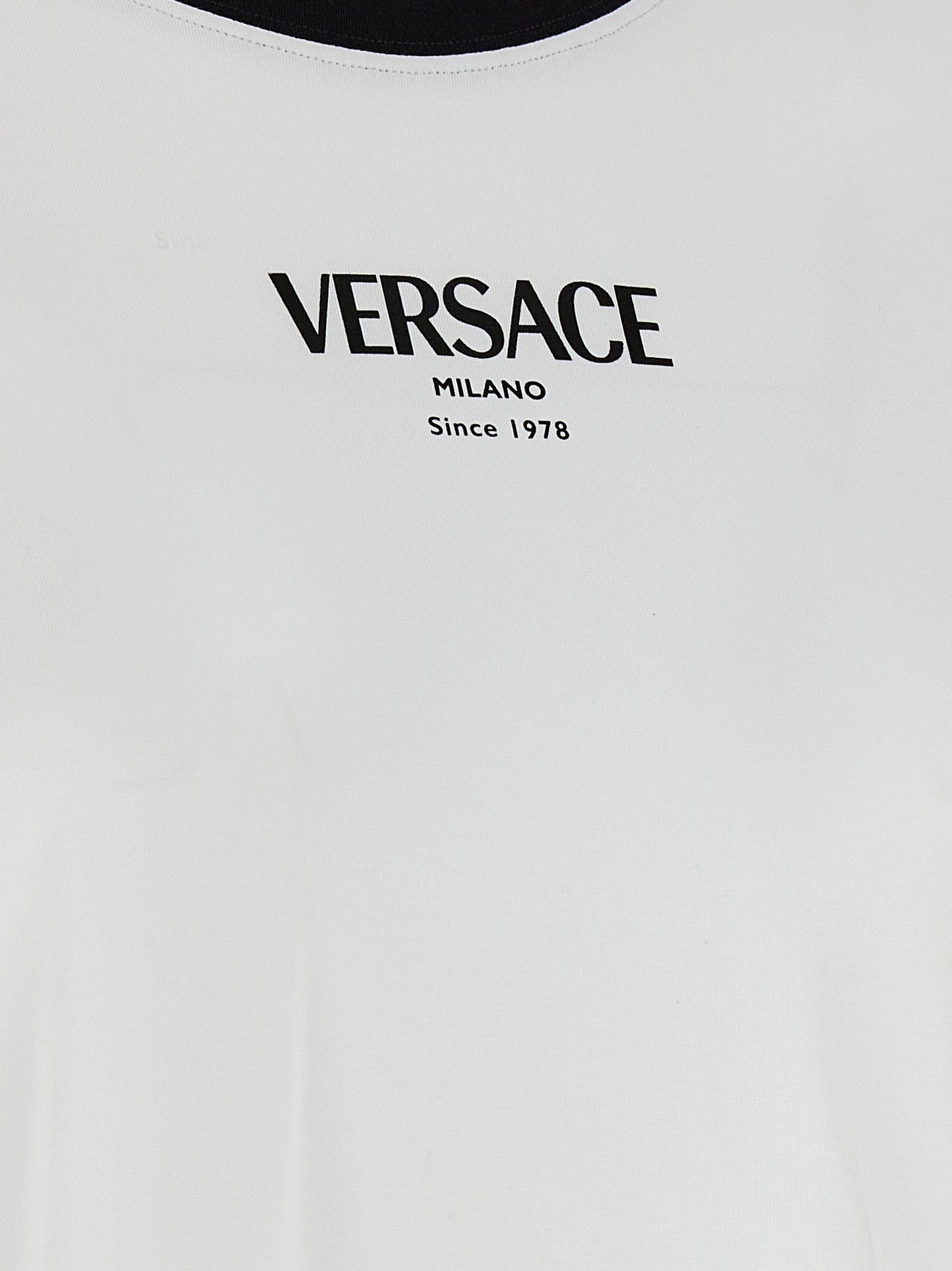 Versace Bicolor Viscose Stretch Jersey T-Shirt - White/Black