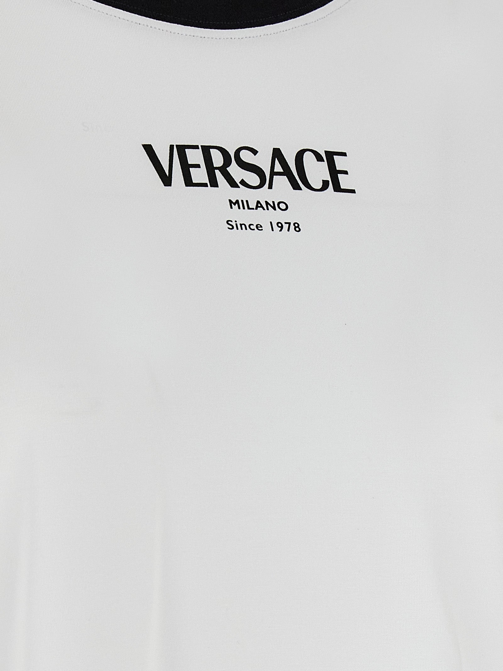 Versace Bicolor Viscose Stretch Jersey T-Shirt - White/Black