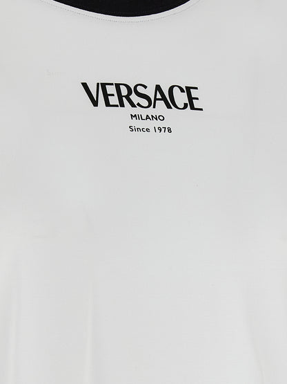 Versace Bicolor Viscose Stretch Jersey T-Shirt - White/Black