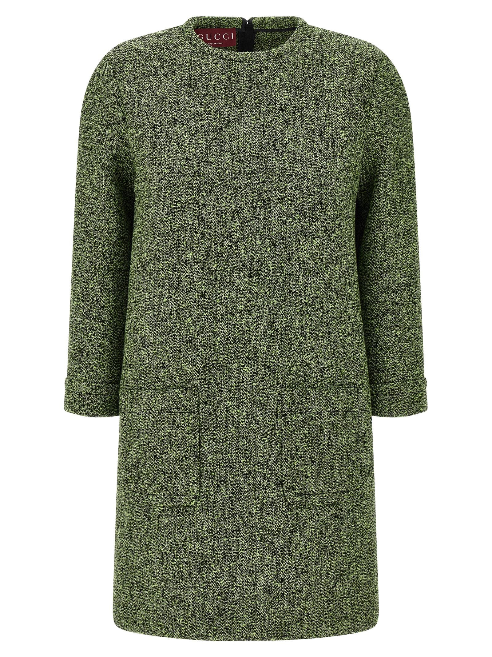 Gucci Bicolor Cotton Short Dress in Green