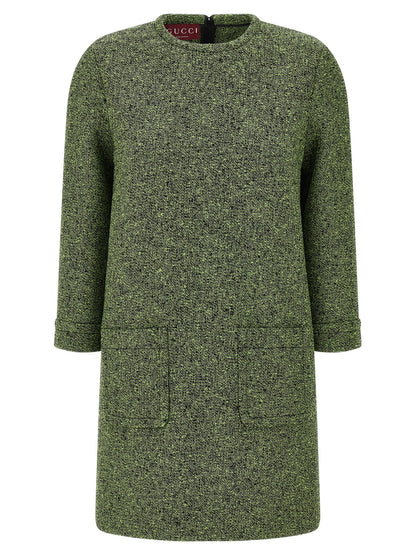 Gucci Bicolor Cotton Short Dress in Green