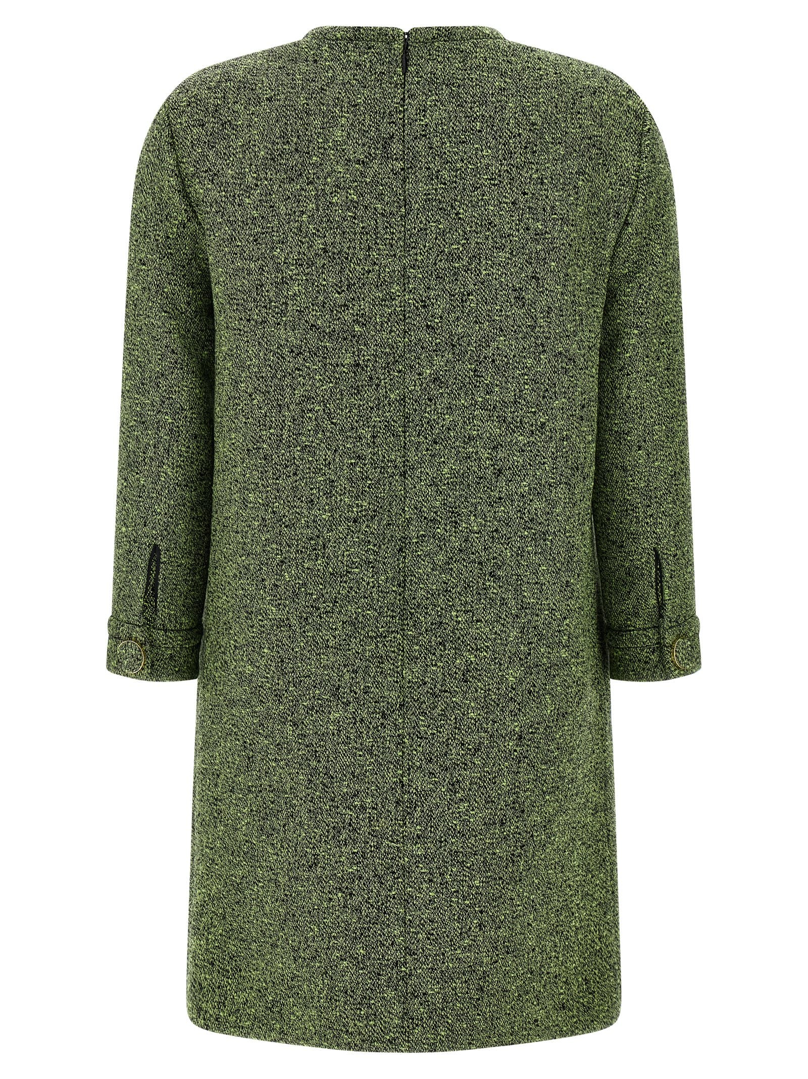 Gucci Bicolor Cotton Short Dress in Green