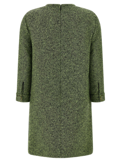 Gucci Bicolor Cotton Short Dress in Green