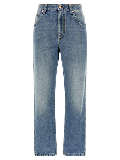 Brunello Cucinelli Blue Cotton Straight-Leg Jeans