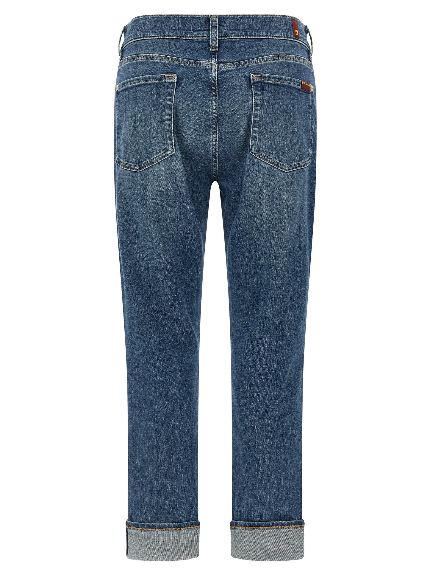 7 For All Mankind Blue Cotton Relaxed Skinny Fit Jeans - W28