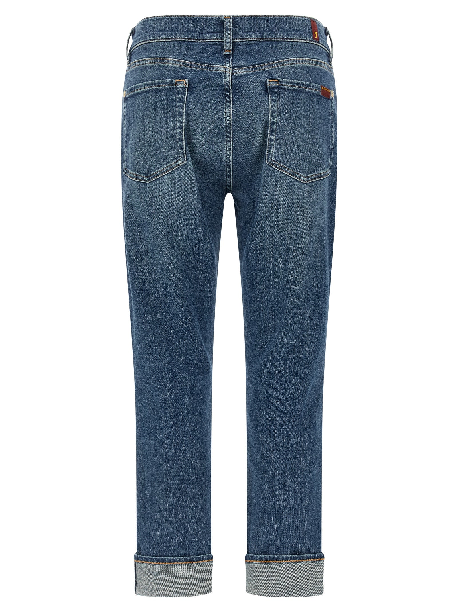 7 For All Mankind Blue Cotton Relaxed Skinny Fit Jeans - W28