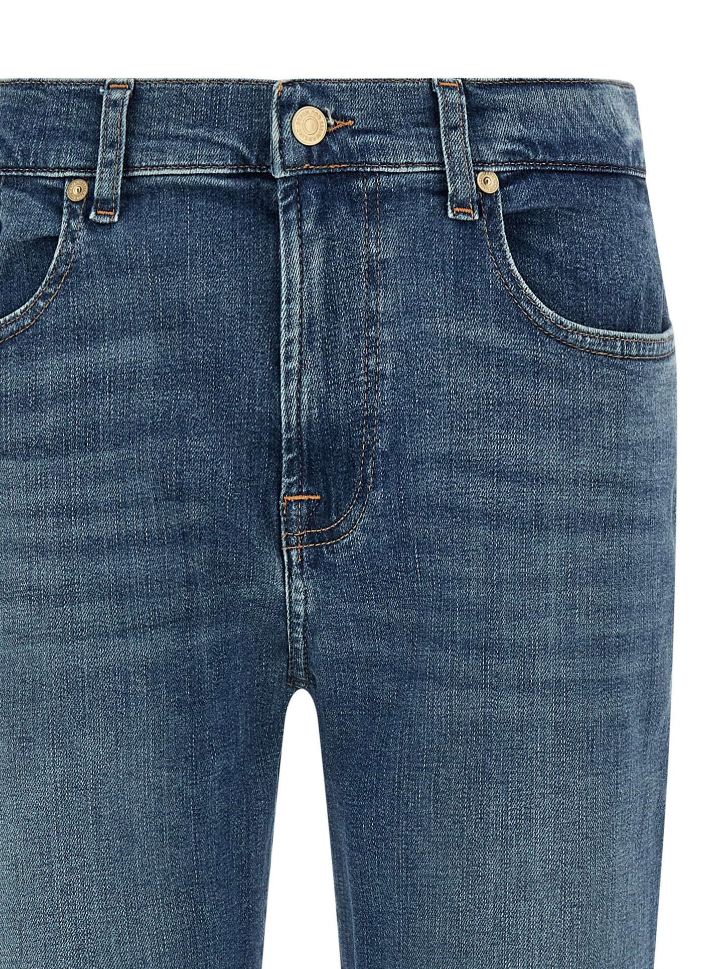 7 For All Mankind Blue Cotton Relaxed Skinny Fit Jeans - W28