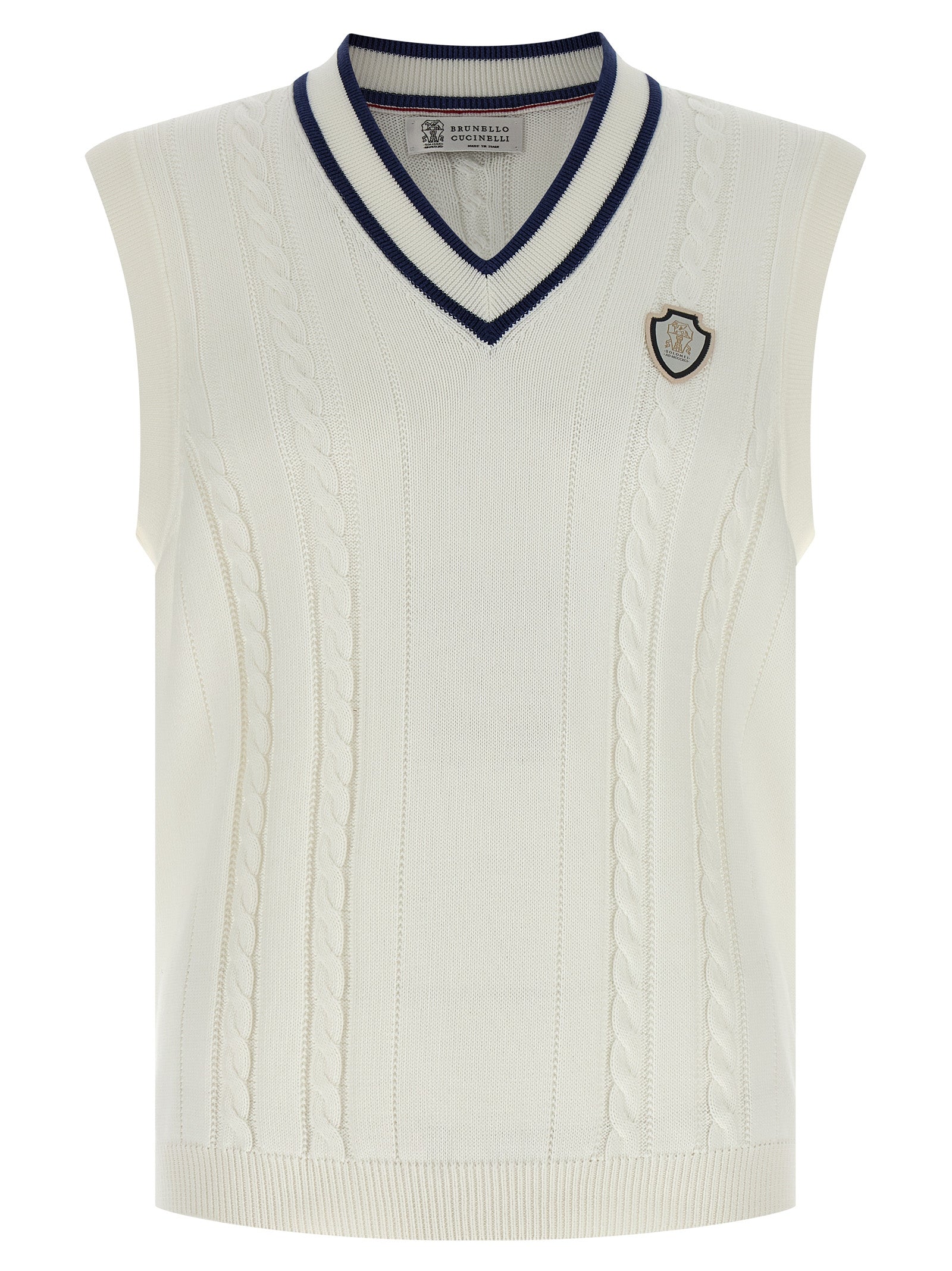 Brunello Cucinelli White Cotton Sleeveless Sweater