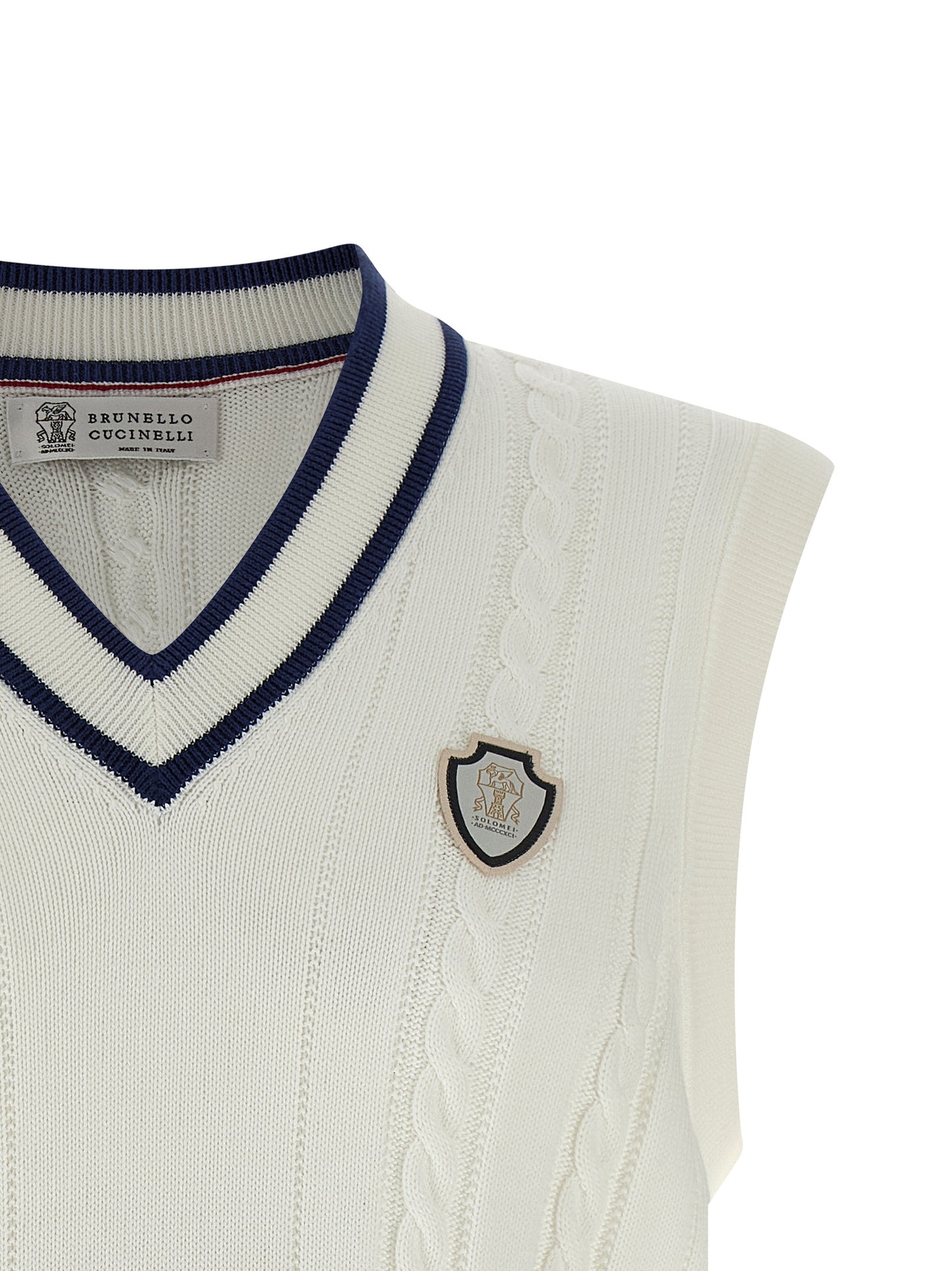 Brunello Cucinelli White Cotton Sleeveless Sweater