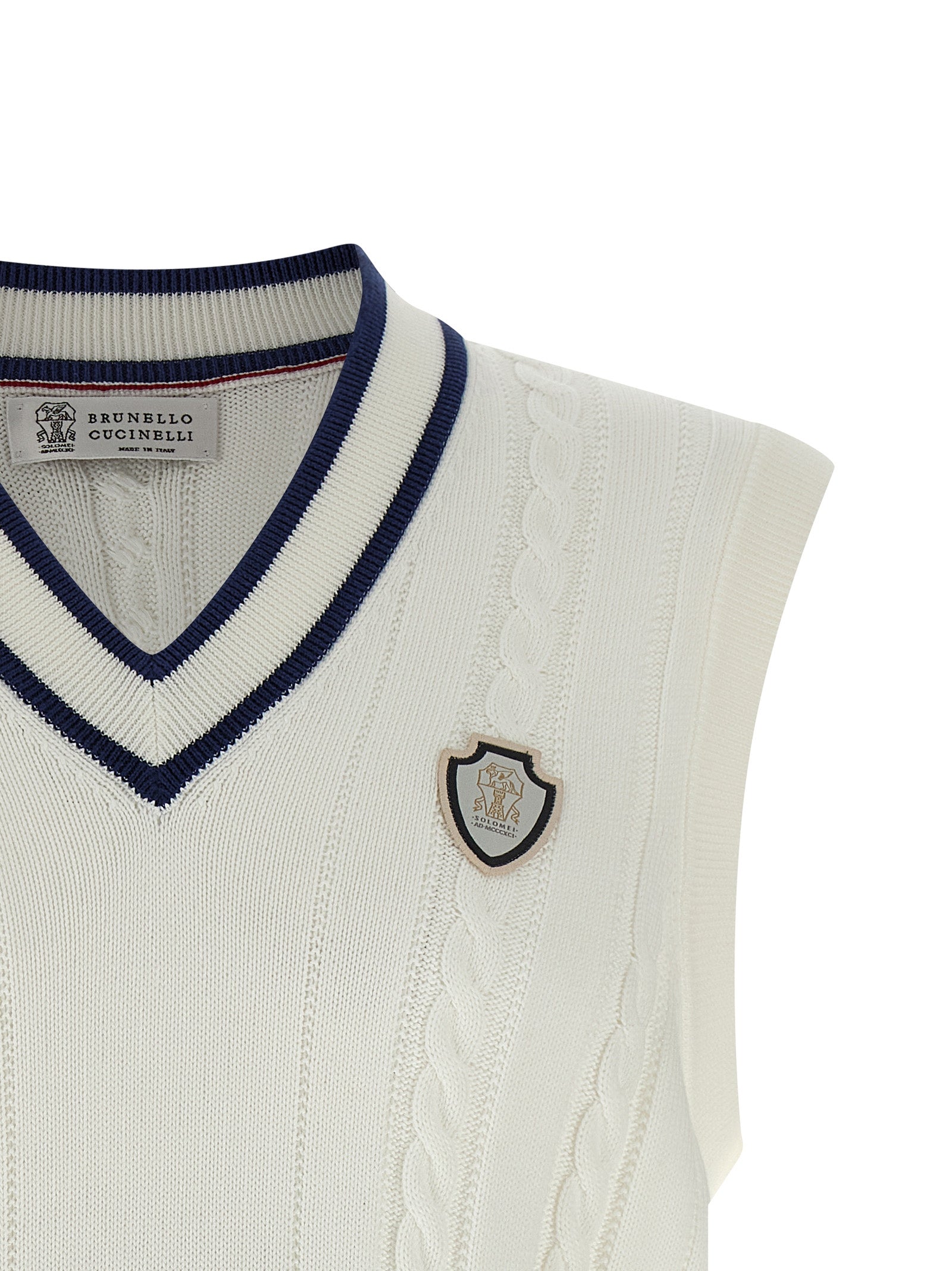 Brunello Cucinelli White Cotton Sleeveless Sweater