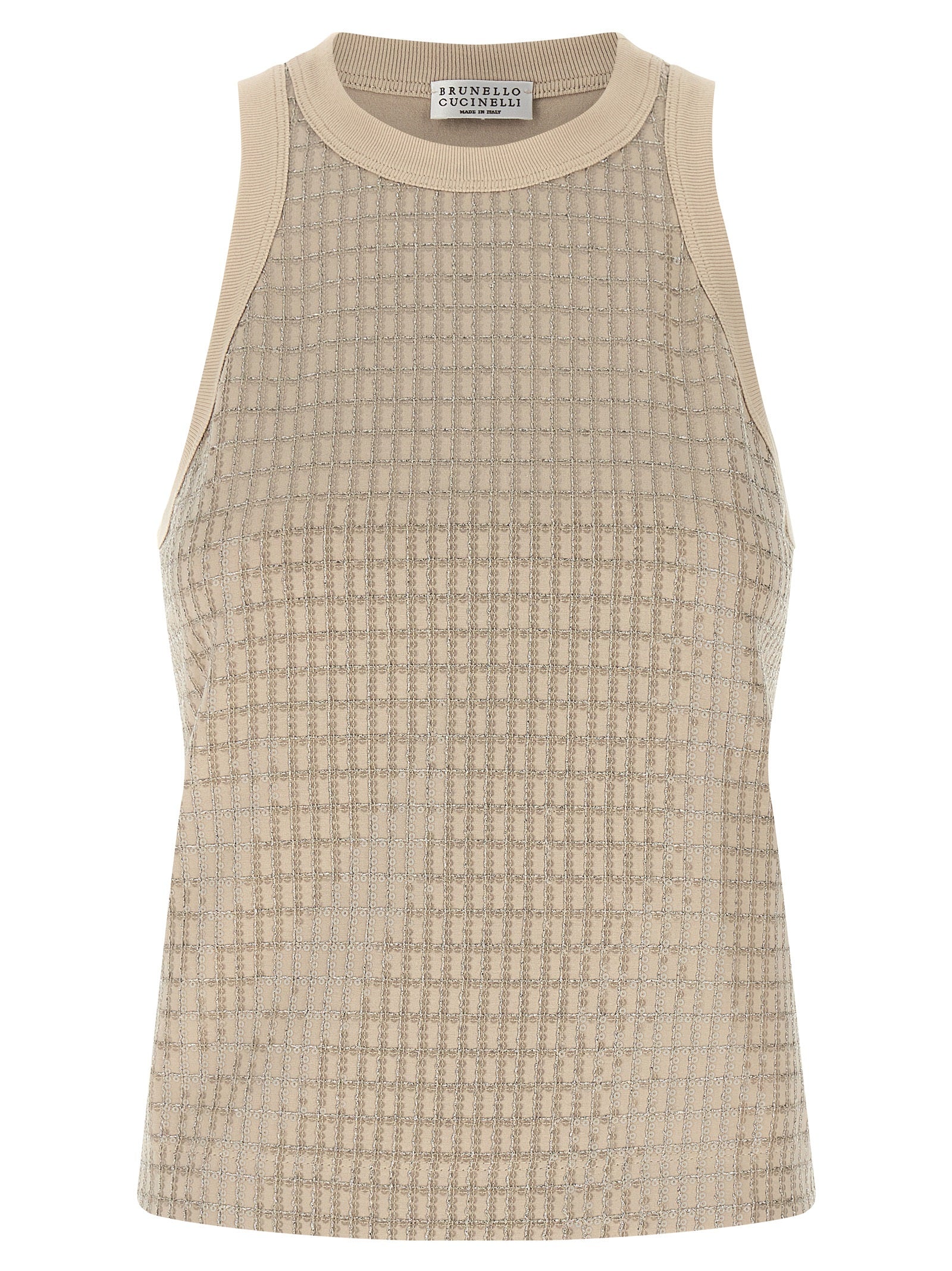 Brunello Cucinelli Beige Cotton Tank Top