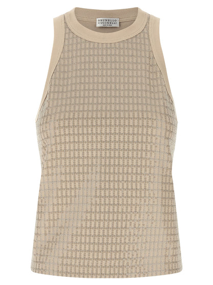Brunello Cucinelli Beige Cotton Tank Top