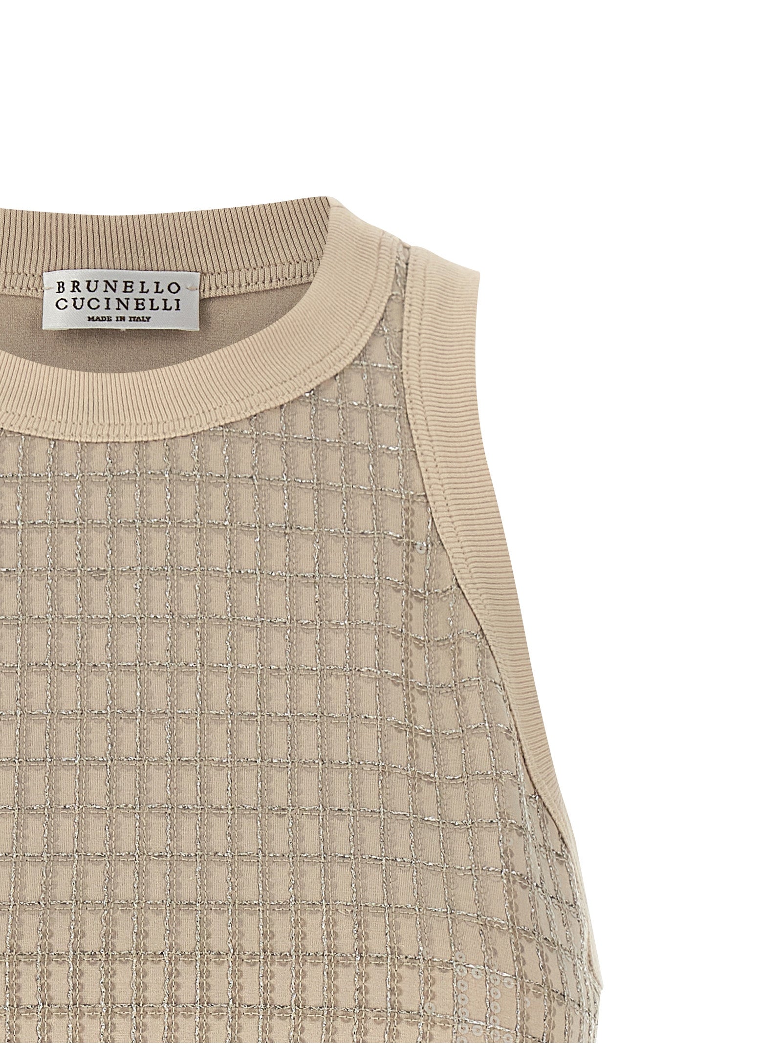 Brunello Cucinelli Beige Cotton Tank Top