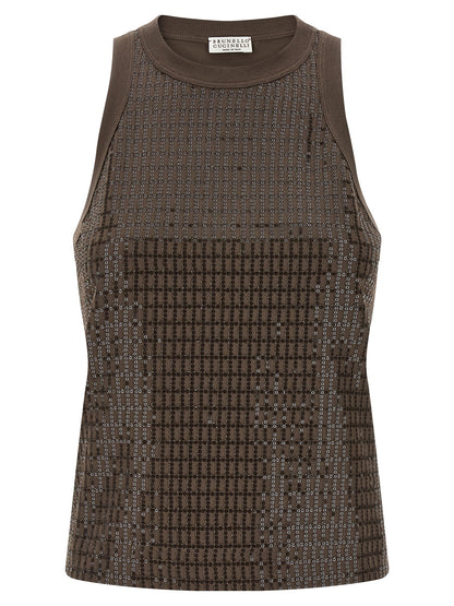 Brunello Cucinelli Brown Cotton Tank Top
