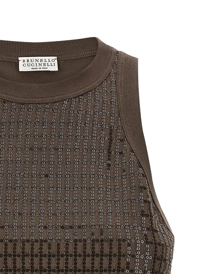 Brunello Cucinelli Brown Cotton Tank Top