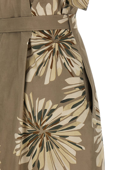 Brunello Cucinelli Bicolor Cotton Long Dress - Green, S