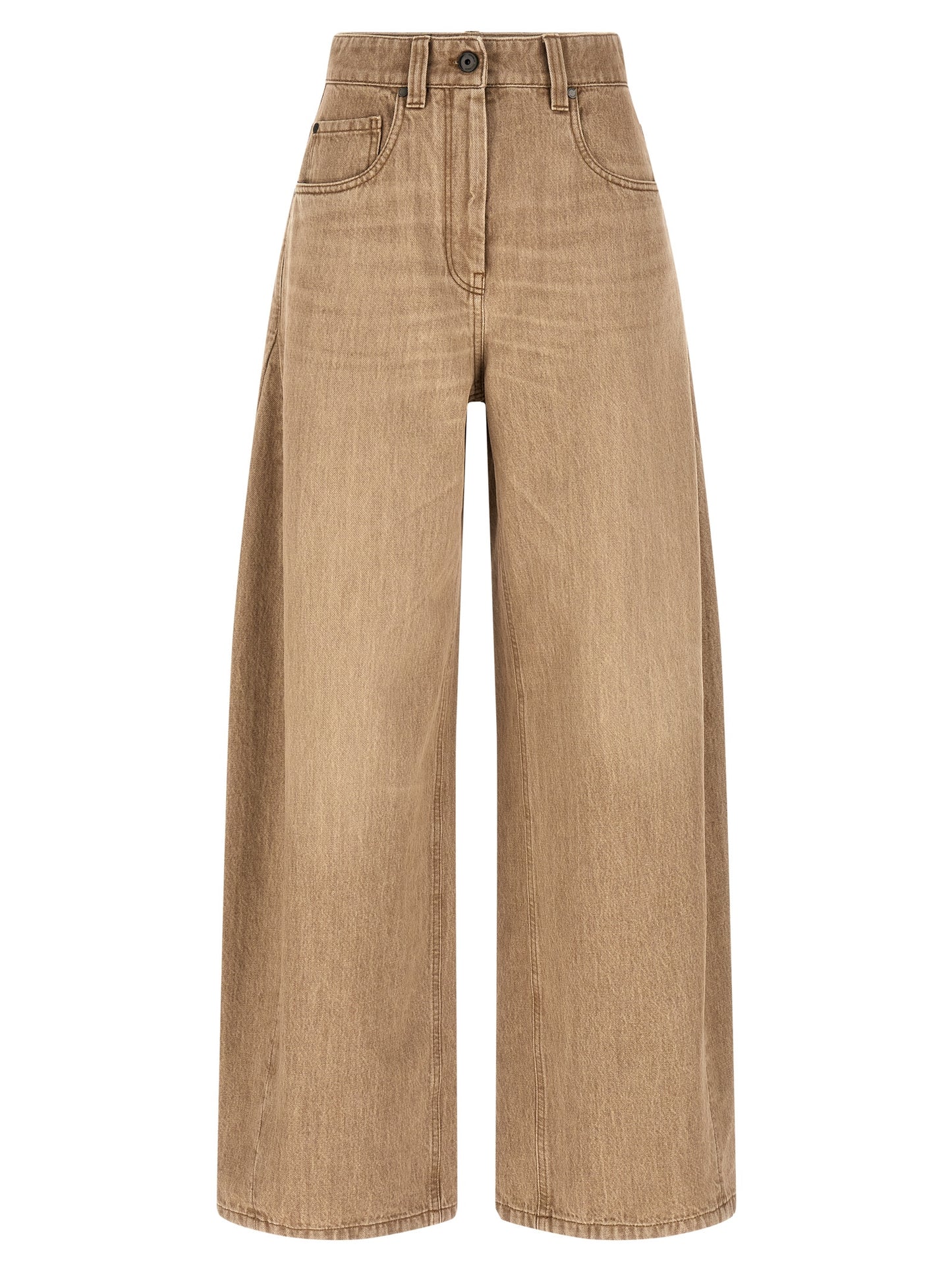 Brunello Cucinelli Beige Cotton Jeans Denim - Women's Wide Leg