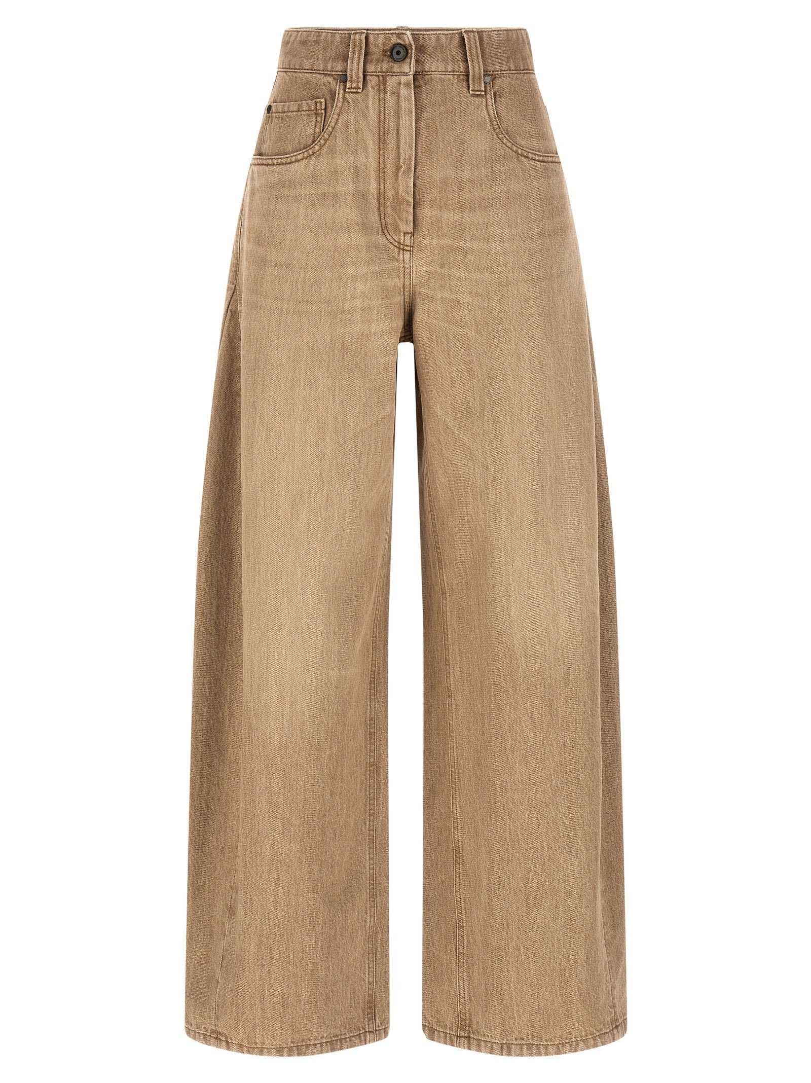 Brunello Cucinelli Beige Cotton Jeans Denim - Women's Wide Leg