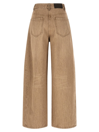Brunello Cucinelli Beige Cotton Jeans Denim - Women's Wide Leg