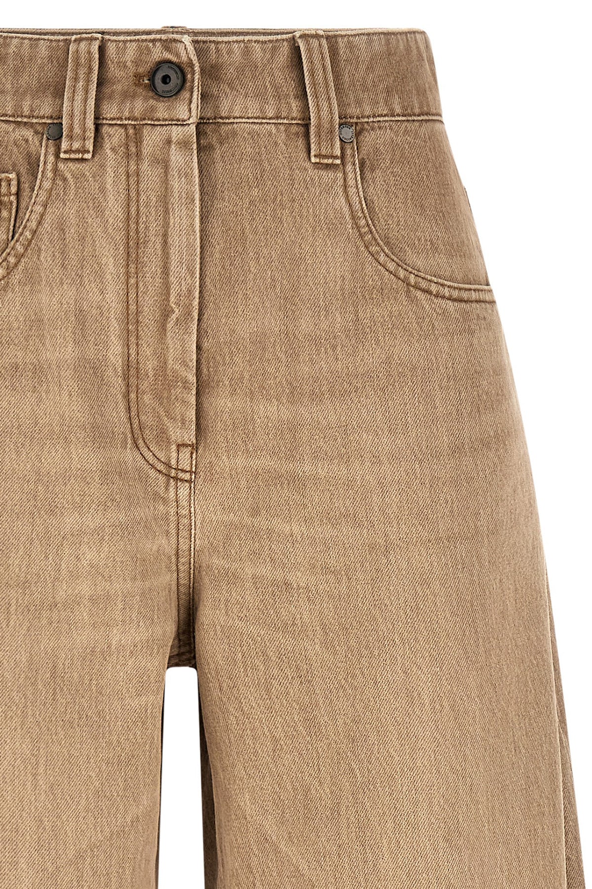 Brunello Cucinelli Beige Cotton Jeans Denim - Women's Wide Leg
