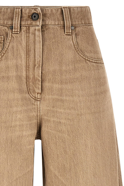 Brunello Cucinelli Beige Cotton Jeans Denim - Women's Wide Leg