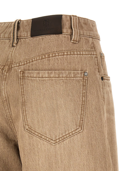 Brunello Cucinelli Beige Cotton Jeans Denim - Women's Wide Leg