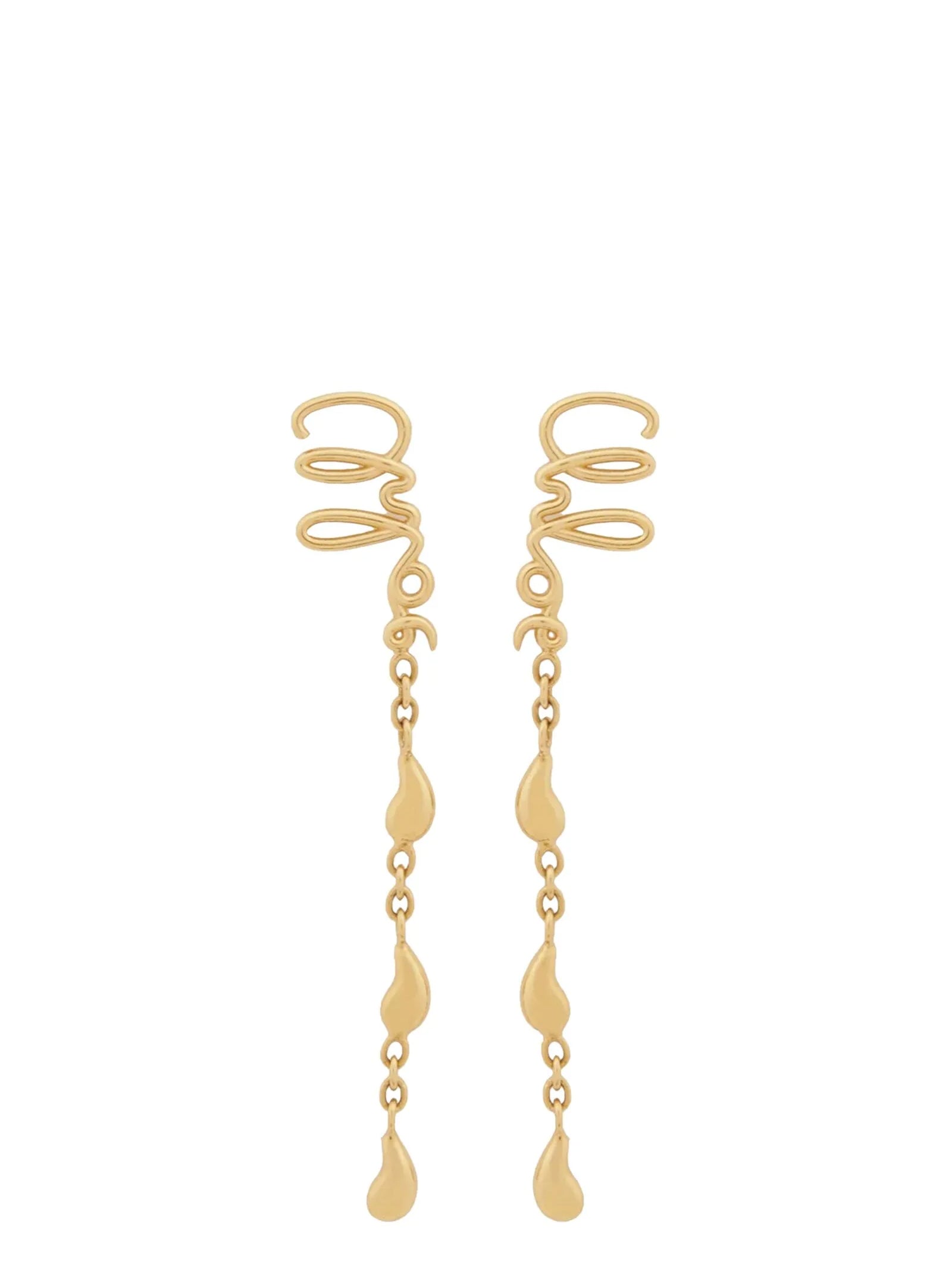 Chloé Gold Brass Earrings - Iconic Pendant Design