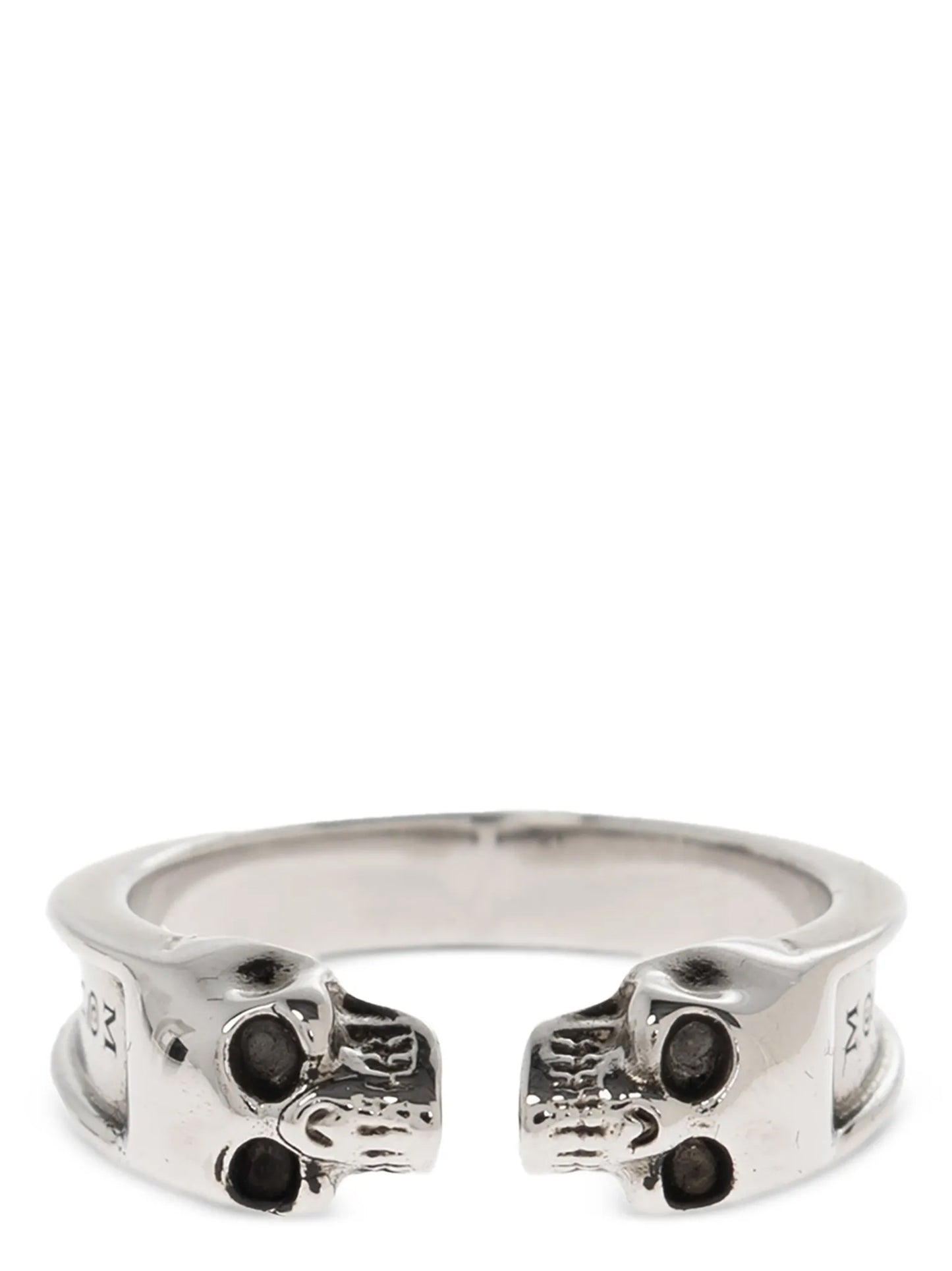 Alexander McQueen Thin Twin Skull Silver Stainless Steel Ring