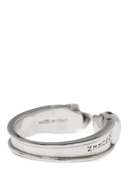 Alexander McQueen Thin Twin Skull Silver Stainless Steel Ring