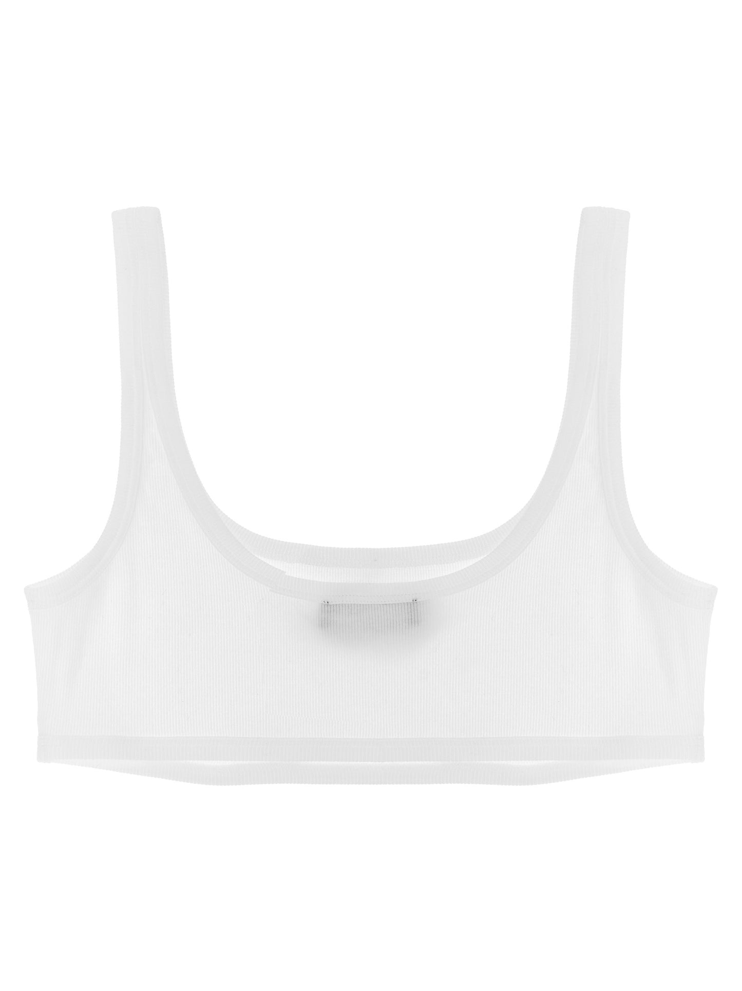 Versace White Ribbed Cotton Bra with Logo Embroidery