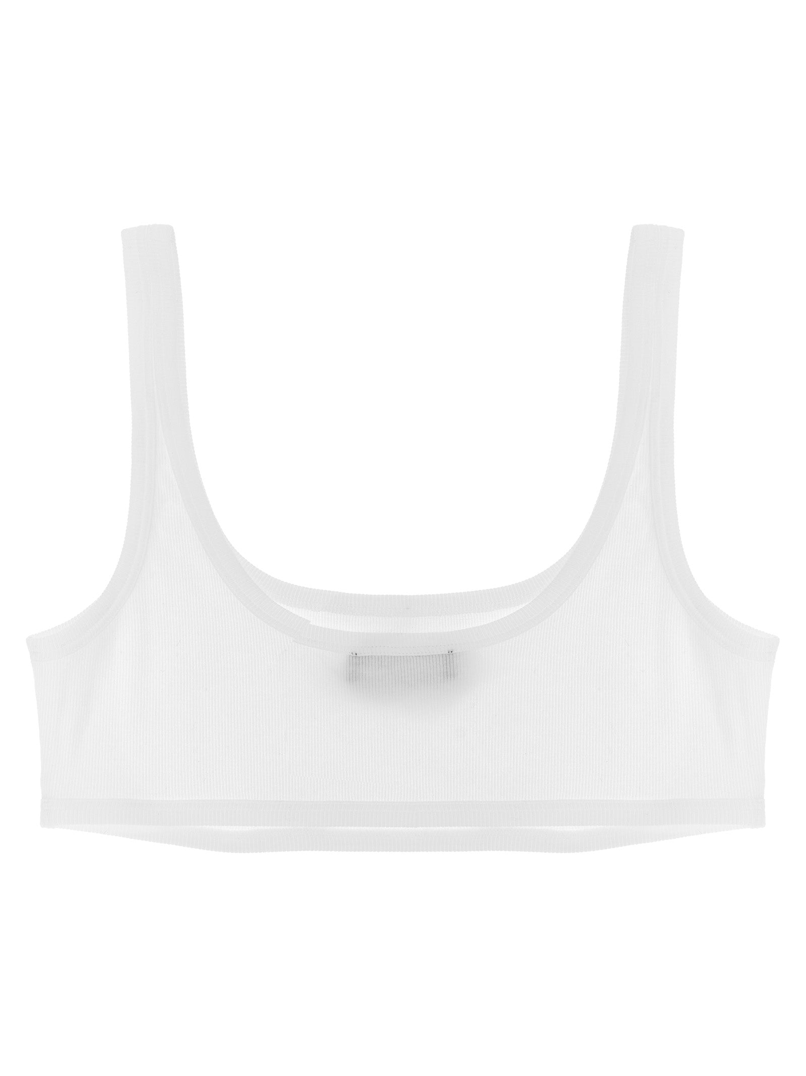 Versace White Ribbed Cotton Bra with Logo Embroidery