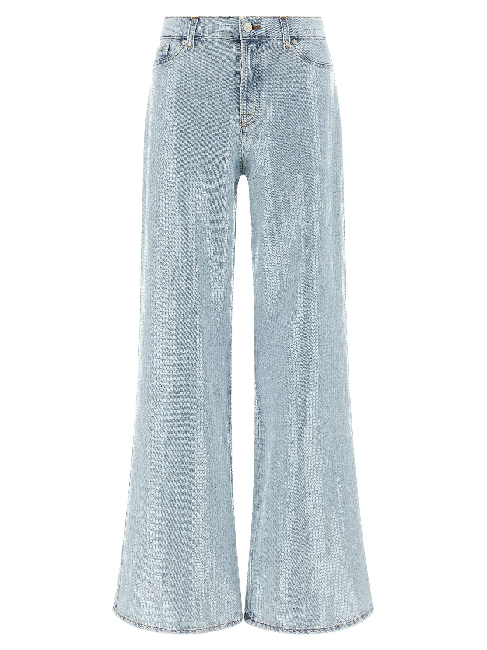 7 For All Mankind Blue Cotton Flared Lotta Jeans