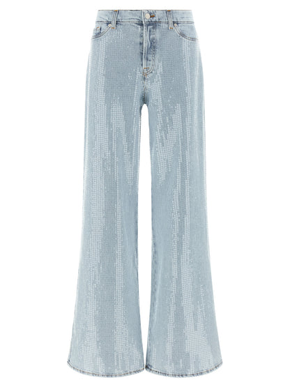 7 For All Mankind Blue Cotton Flared Lotta Jeans