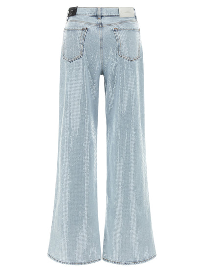 7 For All Mankind Blue Cotton Flared Lotta Jeans
