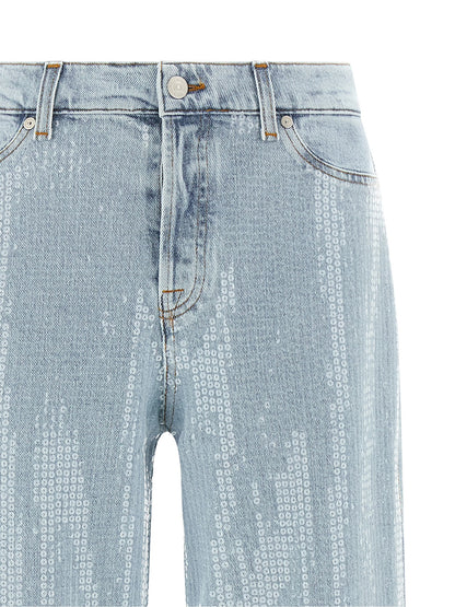 7 For All Mankind Blue Cotton Flared Lotta Jeans
