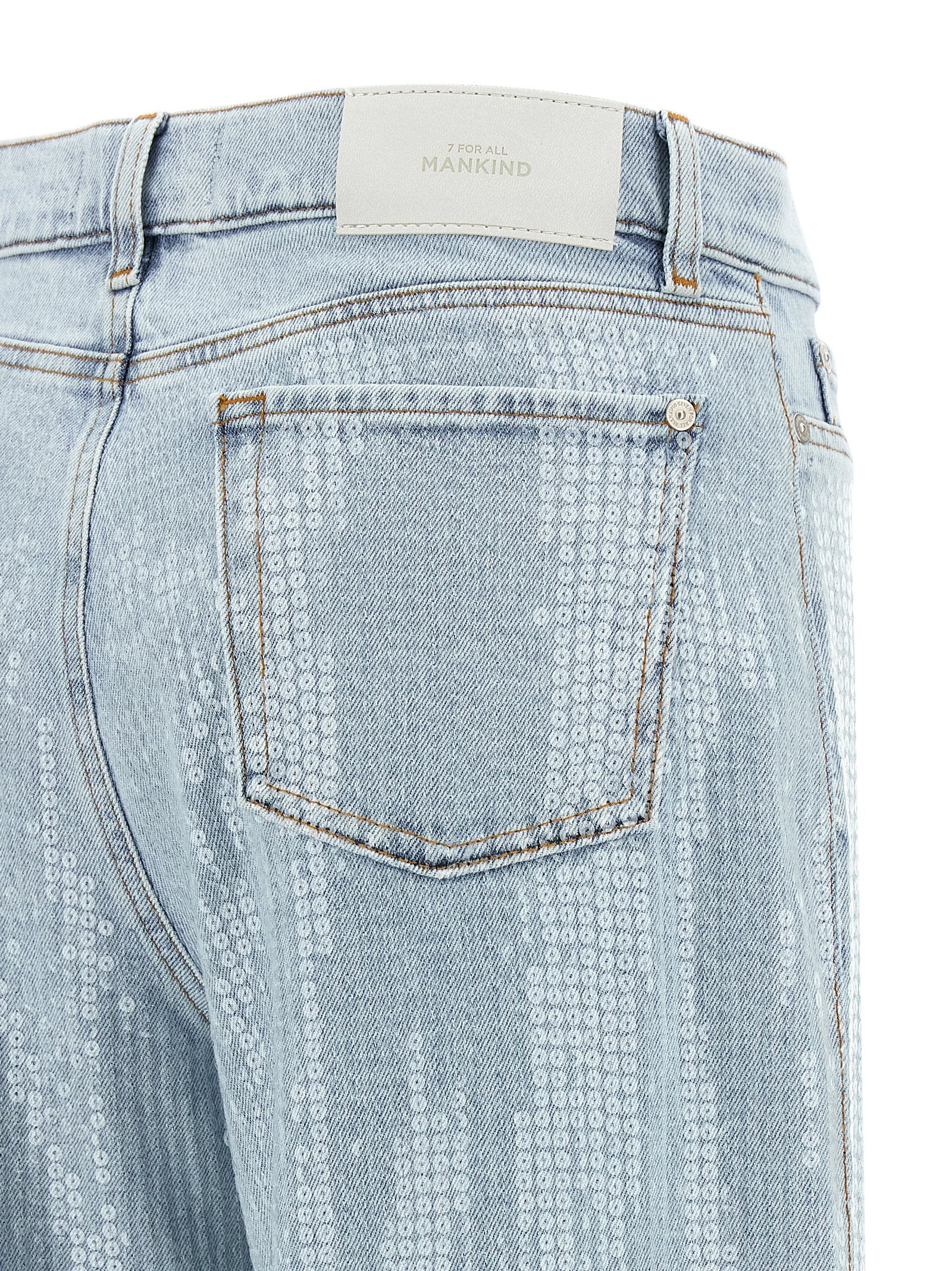 7 For All Mankind Blue Cotton Flared Lotta Jeans