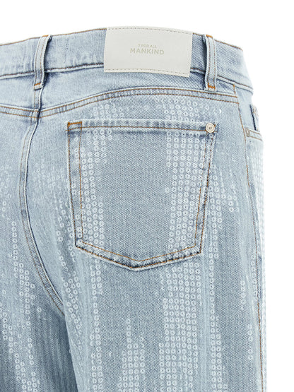 7 For All Mankind Blue Cotton Flared Lotta Jeans