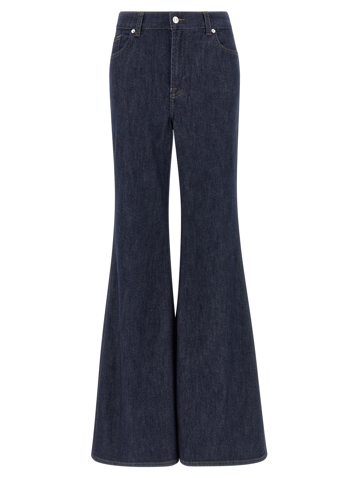 7 For All Mankind Blue Cotton Retro Flared Jeans