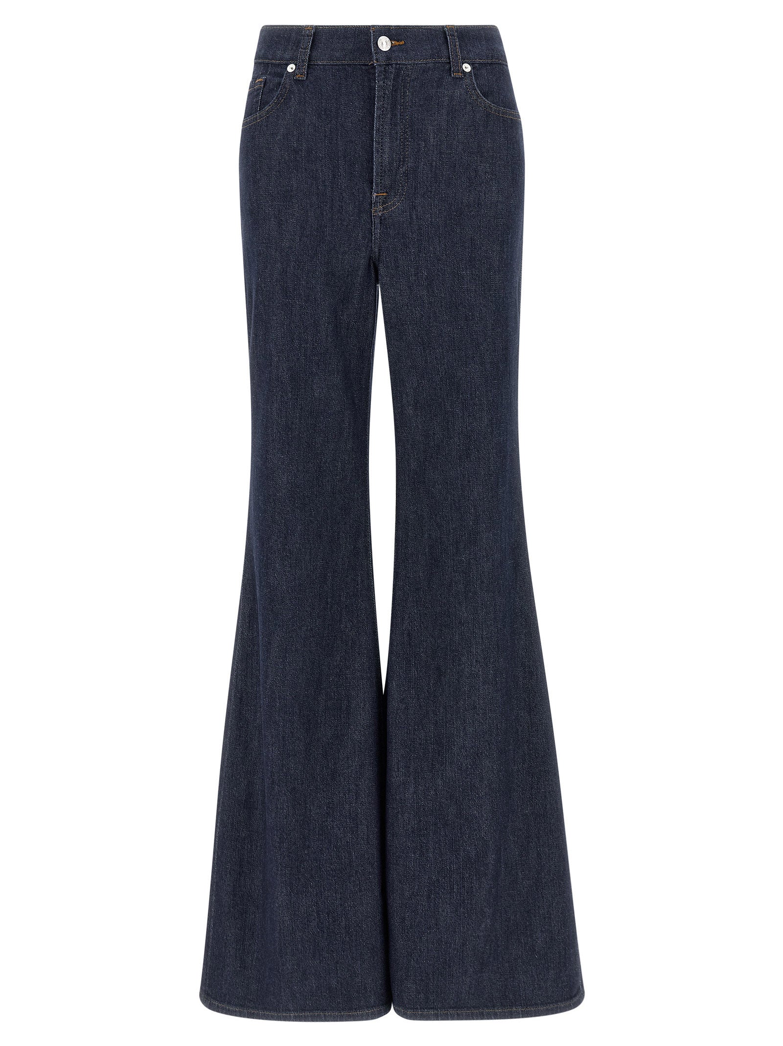 7 For All Mankind Blue Cotton Retro Flared Jeans