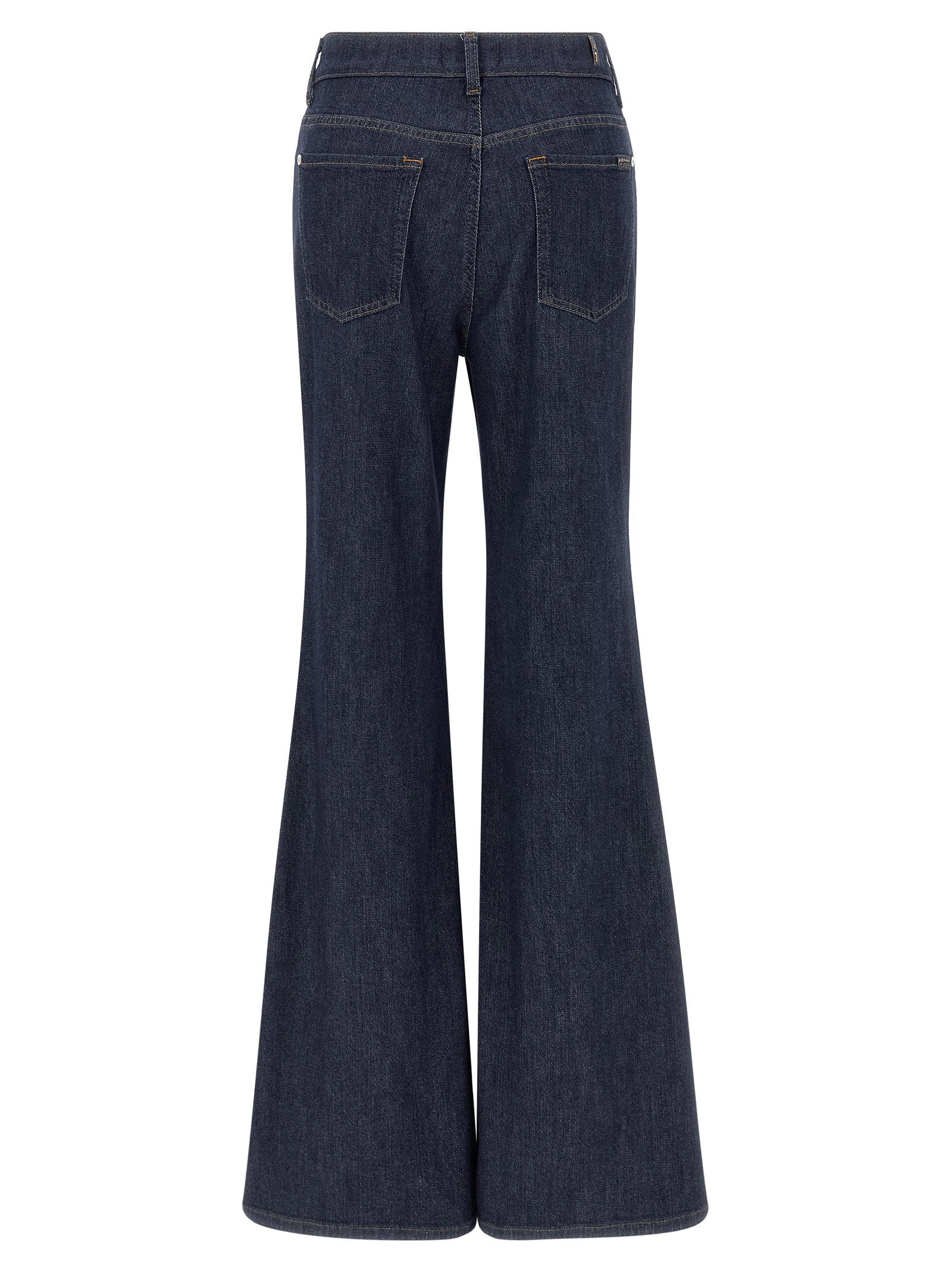 7 For All Mankind Blue Cotton Retro Flared Jeans