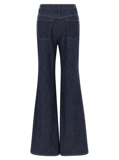 7 For All Mankind Blue Cotton Retro Flared Jeans