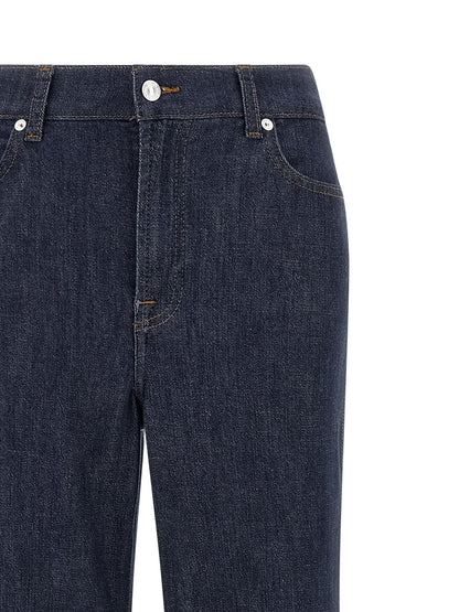 7 For All Mankind Blue Cotton Retro Flared Jeans
