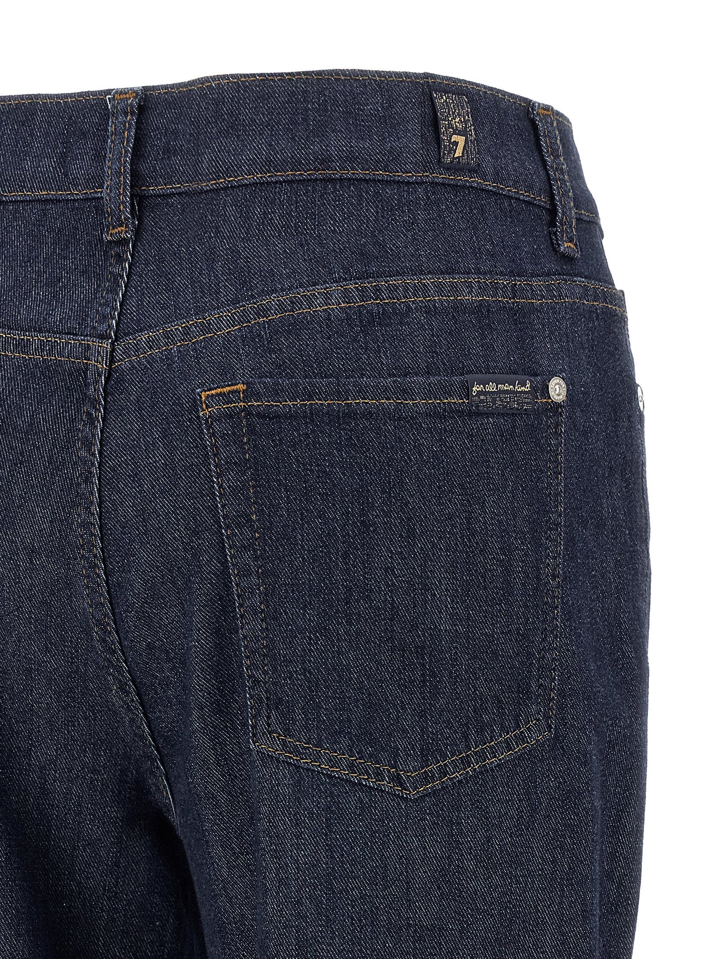 7 For All Mankind Blue Cotton Retro Flared Jeans